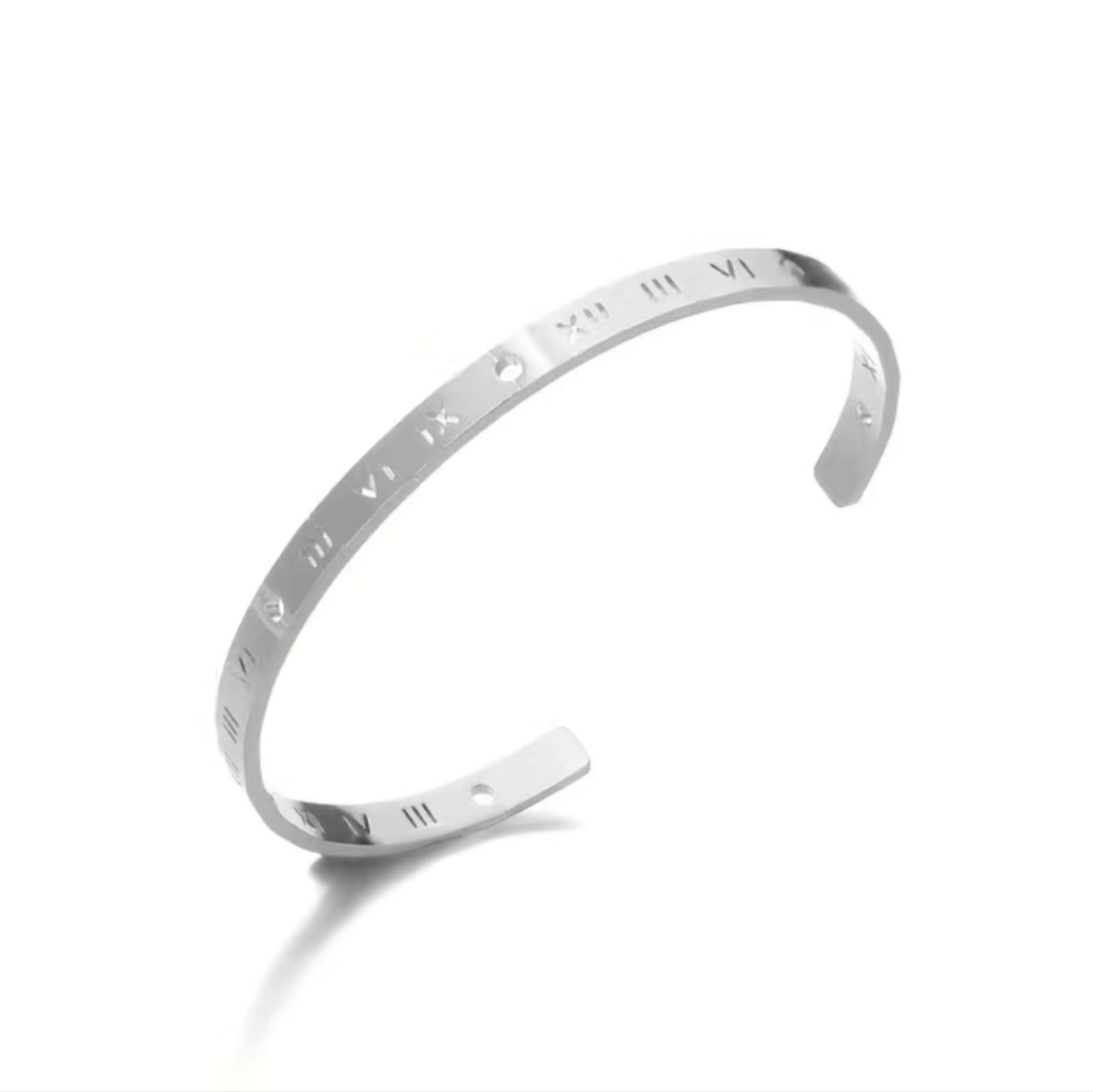 14k gold plated Delicate Roman Numeral Design Cuff